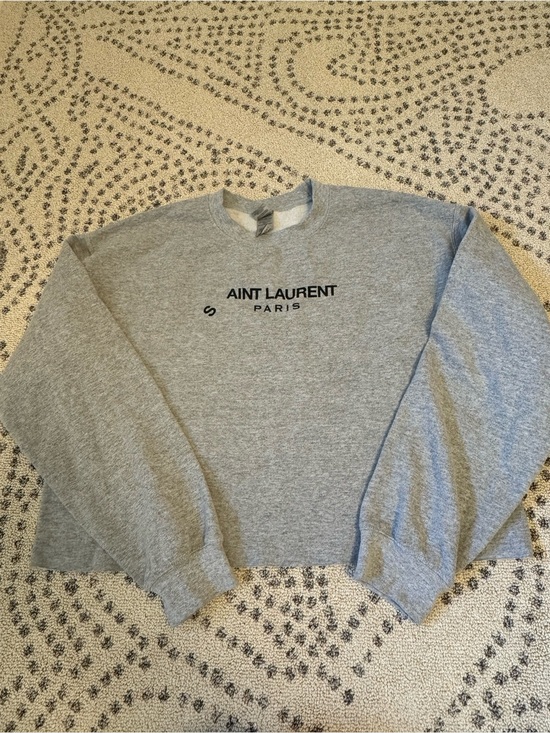 These Three Tops - Gildan Gray cropped Saint Laurent sweatshirt